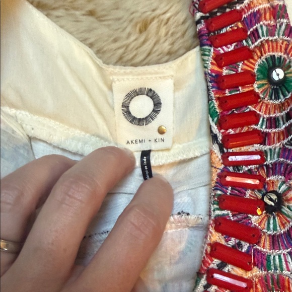 Anthropologie Embroidered Tank Top - White and Orange - Picture 2 of 10